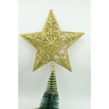 Varf decorativ de brad, Auriu, in forma de Stea, design spiralat, din Plastic/Metal, 29 cm x 38 cm, Interior/Exterior, Vivimall - vivimall.ro