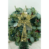 Varf decorativ de brad, Auriu, in forma de Stea, infasurata, din Plastic/Metal, 20 cm x 28 cm, Interior/Exterior, Vivimall - vivimall.ro
