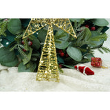 Varf decorativ de brad, Auriu, in forma de Stea, infasurata, din Plastic/Metal, 20 cm x 28 cm, Interior/Exterior, Vivimall - vivimall.ro