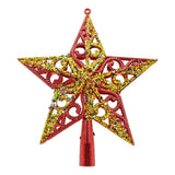 Varf decorativ de brad, Rosu/ Auriu, in forma de Stea, design spiralat, din Plastic, 19 cm x 21 cm, Interior/Exterior, Vivimall - vivimall.ro