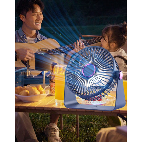 Ventilator 2In1, De Masa/De Perete, Incarcare Usb, 3.7 V, 4.5 W, 1200 Mah, 17.5 X 17 X 7.6 Cm, Albastru Fumuriu - vivimall.ro