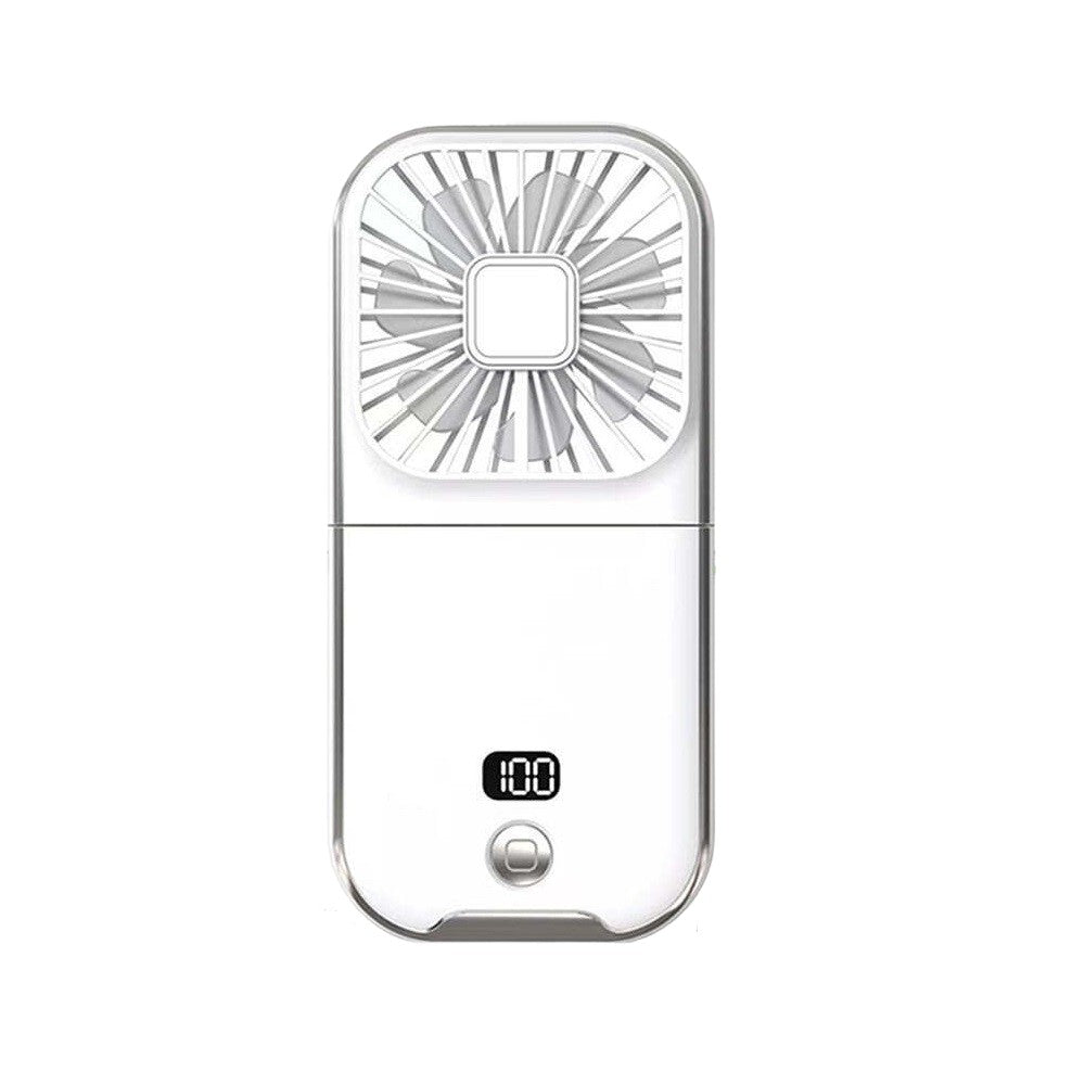 Ventilator Portabil 3 In 1, De Mana, De Gat, De Birou, 16.7 X 8 X 1.9 Cm, 3 Trepte De Viteza, Incarcare Usb, Pliabil, Afisaj Digital, Suport Telefon - vivimall.ro