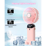 Ventilator Ultra Portabil Cu Aromaterapie, 3 In 1, De Mana, De Birou, De Gat, 5 Trepte De Viteza, Incarcare Usb, Autonomie 12H, Pliabil, Cu Ecran Lcd