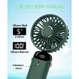 Ventilator Ultra Portabil Cu Aromaterapie, 3 In 1, De Mana, De Birou, De Gat, 5 Trepte De Viteza, Incarcare Usb, Autonomie 12H, Pliabil, Cu Ecran Lcd