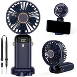Ventilator Ultra Portabil Cu Aromaterapie, 3 In 1, De Mana, De Birou, De Gat, 5 Trepte De Viteza, Incarcare Usb, Autonomie 12H, Pliabil, Cu Ecran Lcd - vivimall.ro
