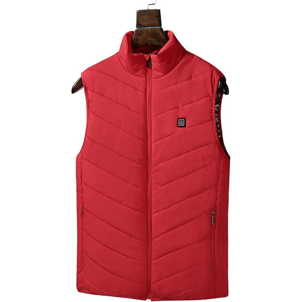 Vesta cu Incalzire, Flippy, Unisex, 2 Zone de Incalzire, Umplutura Bumbac, 3 Trepte de Temperatura, Incarcare USB, Rosu, 65 - 75 kg, Marime XXL - vivimall.ro