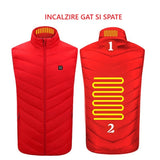 Vesta cu Incalzire, Flippy, Unisex, 2 Zone de Incalzire, Umplutura Bumbac, 3 Trepte de Temperatura, Incarcare USB, Rosu, 65 - 75 kg, Marime XXL - vivimall.ro