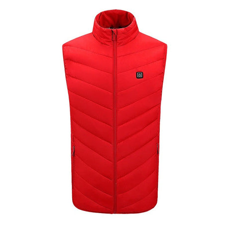 Vesta cu Incalzire, Flippy, Unisex, 2 Zone de Incalzire, Umplutura Bumbac, 3 Trepte de Temperatura, Incarcare USB, Rosu, 45 - 58 kg, Marime L - vivimall.ro