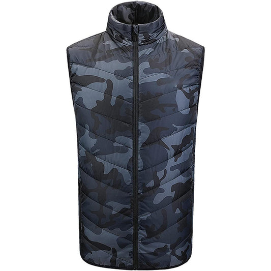 Vesta cu Incalzire, Vivimall, Unisex, 2 Zone de Incalzire, Umplutura Bumbac, 3 Trepte de Temperatura, Incarcare USB, Albastru,  65 - 75 kg, Marime XXL - vivimall.ro