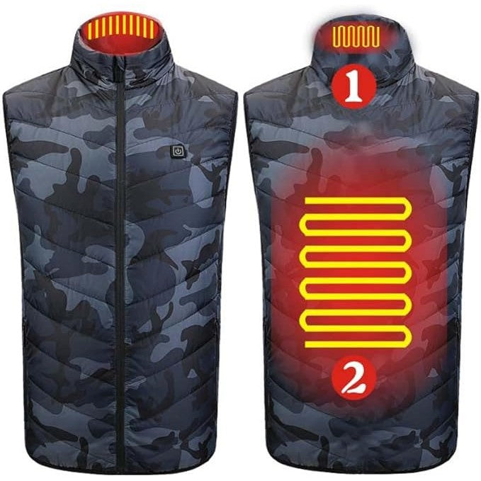 Vesta cu Incalzire, Flippy, Unisex, 2 Zone de Incalzire, Umplutura Bumbac, 3 Trepte de Temperatura, Incarcare USB, Albastru, 58 - 65 kg, Marime XL - vivimall.ro