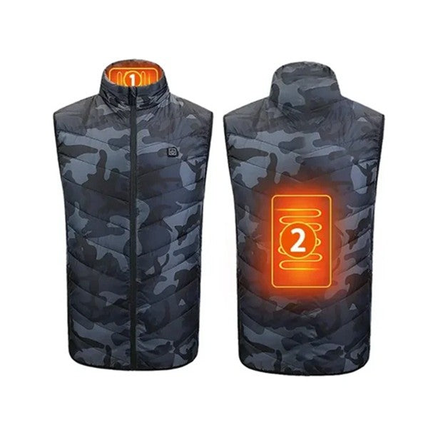 Vesta cu Incalzire, Flippy, Unisex, 2 Zone de Incalzire, Umplutura Bumbac, 3 Trepte de Temperatura, Incarcare USB, Albastru, 45 - 58 kg, Marime L - vivimall.ro