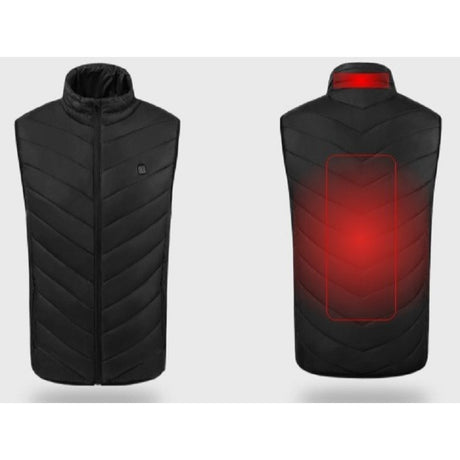 Vesta Inteligenta Incalzita, Vivimall, Unisex, 2 Zone de Incalzire, Umplutura Bumbac, 3 Trepte de Temperatura, Incarcare USB, Negru, 45 - 50 kg, Marime M - vivimall.ro