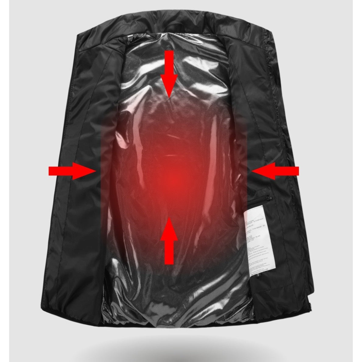 Vesta Inteligenta Incalzita, Vivimall, Unisex, 2 Zone de Incalzire, Umplutura Bumbac, 3 Trepte de Temperatura, Incarcare USB, Negru, 45 - 50 kg, Marime M - vivimall.ro