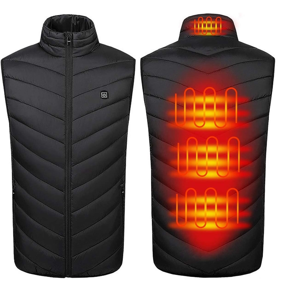 Vesta Inteligenta Incalzita, Vivimall, Unisex, 2 Zone de Incalzire, Umplutura Bumbac, 3 Trepte de Temperatura, Incarcare USB, Negru, 45 - 50 kg, Marime M - vivimall.ro