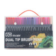 Set 60 carioci pe bază de apă, dublu vârf 0,4 mm și 1-2 mm, corp negru, vedere frontală pachet