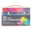 Set 80 carioci cu dublu vârf pe bază de apă, corp negru din plastic, vedere de ansamblu