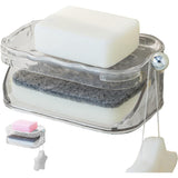 Savoniera Dubla, Flippy, 2 Straturi, Instalare fara Perforare, Agatatoare Burete, 13.5 x 8.5 x 6 cm, Transparent