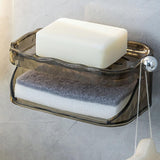 Savoniera Dubla, Flippy, 2 Straturi, Instalare fara Perforare, Agatatoare Burete, 13.5 x 8.5 x 6 cm, Gri