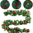 Ghirlandă brad artificial Vivimall 180 cm cu 30 LED-uri calde și decorațiuni festive, vedere frontală completă