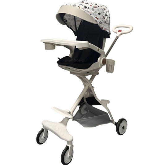 Carucior Sport Vivimall 3in1, 6-36 Luni, Reversibil, Pliabil, Tavita pentru Masa, Pozitie de Somn, Centura de Siguranta, Roti 360, Suport Pahar, Copertina pentru Soare, 32x63x95cm, Bej Model Cosmos - vivimall.ro