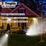 Lampa solara pentru terasa/gradina 48 de LED-uri Vivimall, cu 2 moduri de fixare, senzor de lumina, IP44, material ABS, 5W, 80 lm, 26.5 cm x 14 cm, Alb Rece - vivimall.ro