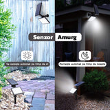 Lampa solara pentru terasa/gradina 48 de LED-uri Vivimall, cu 2 moduri de fixare, senzor de lumina, IP44, material ABS, 5W, 80 lm, 26.5 cm x 14 cm, Alb Rece - vivimall.ro