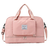 Geanta Pliabila, Vivimall, pentru Voiaj, Buzunare Multiple, de Mana, Impermeabila, Material Textil, Capacitate 8 Kg, Dimensiune Deschisa 42x28x10 cm, Roz - vivimall.ro