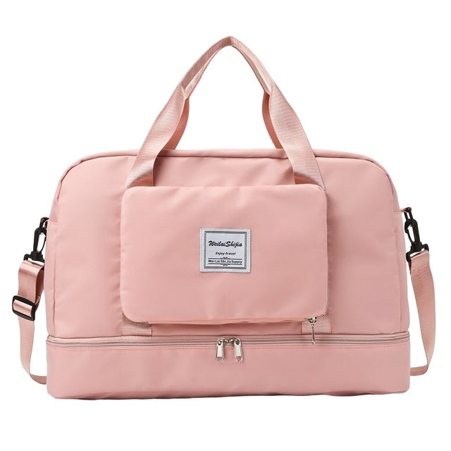 Geanta Pliabila, Vivimall, pentru Voiaj, Buzunare Multiple, de Mana, Impermeabila, Material Textil, Capacitate 8 Kg, Dimensiune Deschisa 42x28x10 cm, Roz - vivimall.ro