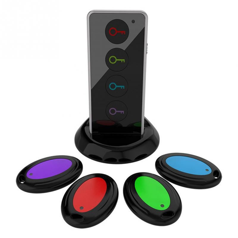 Dispozitiv anti-pierdere Vivimall cu 4 receptoare colorate și telecomandă cu lanternă LED, vedere de ansamblu