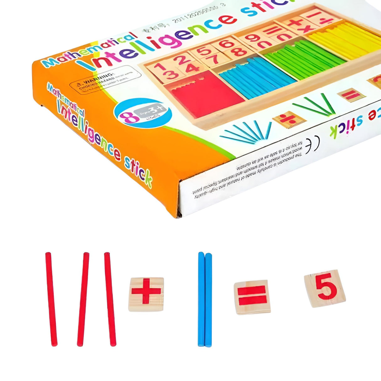 Joc Educativ Montessori, Flippy, Set Educational din Lemn cu Betisoare si Cifre, 74 Piese, Invatare Operatii Matematice si Logica, Cutie de Depozitare si Organizare, 3ani +, Multicolor - vivimall.ro