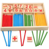 Joc Educativ Montessori, Flippy, Set Educational din Lemn cu Betisoare si Cifre, 74 Piese, Invatare Operatii Matematice si Logica, Cutie de Depozitare si Organizare, 3ani +, Multicolor - vivimall.ro
