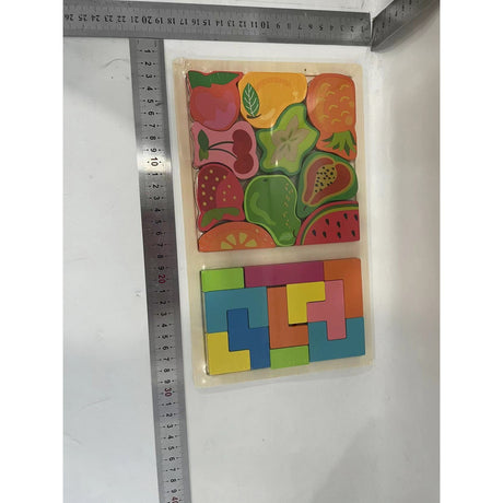 Puzzle Montessori din Lemn pentru Copii, Vivimall, Tip Tetris 2in1 +3 Ani, cu Fructe Colorate 3D, Educativ, Intuitiv, Creativ, 21 de Piese, 28.5x17x1.2 cm, Multicolor - vivimall.ro