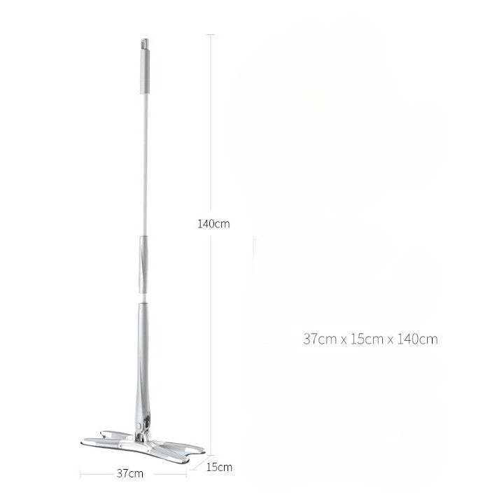 Mop Plat, Vivimall, cu Sistem de Stoarcere, 2 Lavete Incluse, Lungime Telescopica 140 cm, Argintiu - vivimall.ro
