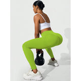 Pantaloni de Fitness/Yoga, Flippy, pentru Femei, Material Elastic, Spandex, Talie Inalta, Verde, Marime L - vivimall.ro