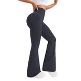 Pantaloni sport damă albastru marin Vivimall, talie înaltă evazați, mărime XL, vedere frontală