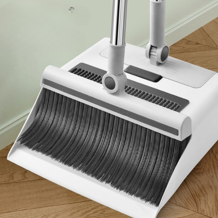 3 az 1-ben tisztítókészlet seprűvel, szemeteslapáttal és kaparóval, puha sörtéjű seprű, szemeteslapát zárórendszerrel, padlókaparóval