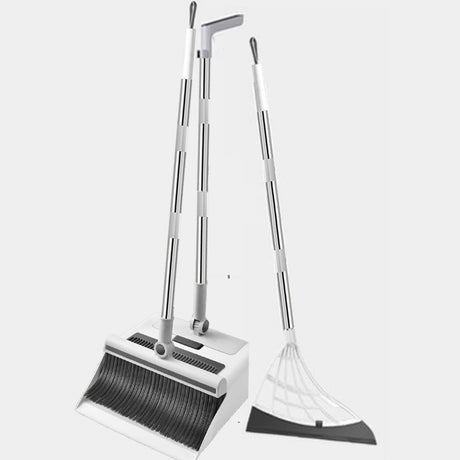 Set curatenie 3 in 1 Matura Faras si Razuitor, Vivimall, Matura cu Perii Moi, Faras cu sistem de Inchidere, cu Razuitor de Podea, Alb - vivimall.ro