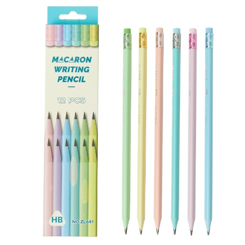 Set 12 Creioane Negre, Vivimall, pentru Elevi Scoala, cu Radiera, Model Set Multicolor Pal - vivimall.ro